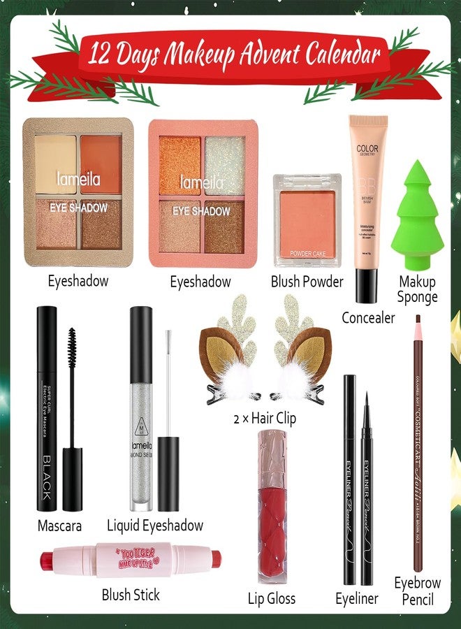 PWYSHXDF Makeup Advent Calendar 2025, 12 Days Christmas Makeup Gift Set for Women & Teens, Makeup Set Christmas Countdown Calendar, Make up Set for Girls, Holiday Surprise Make Up Kit for Women Full Kit - Image 2